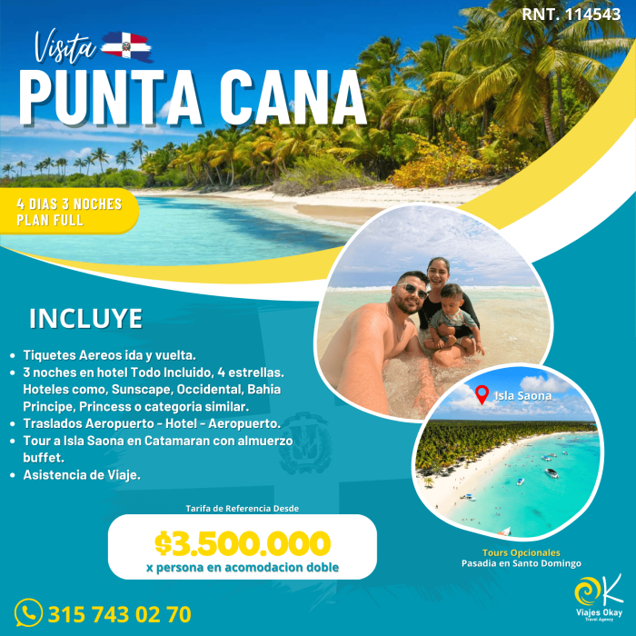 PUNTA CANA PLAN FULL VIAJES OKAY AGENCIA COLOMBIA